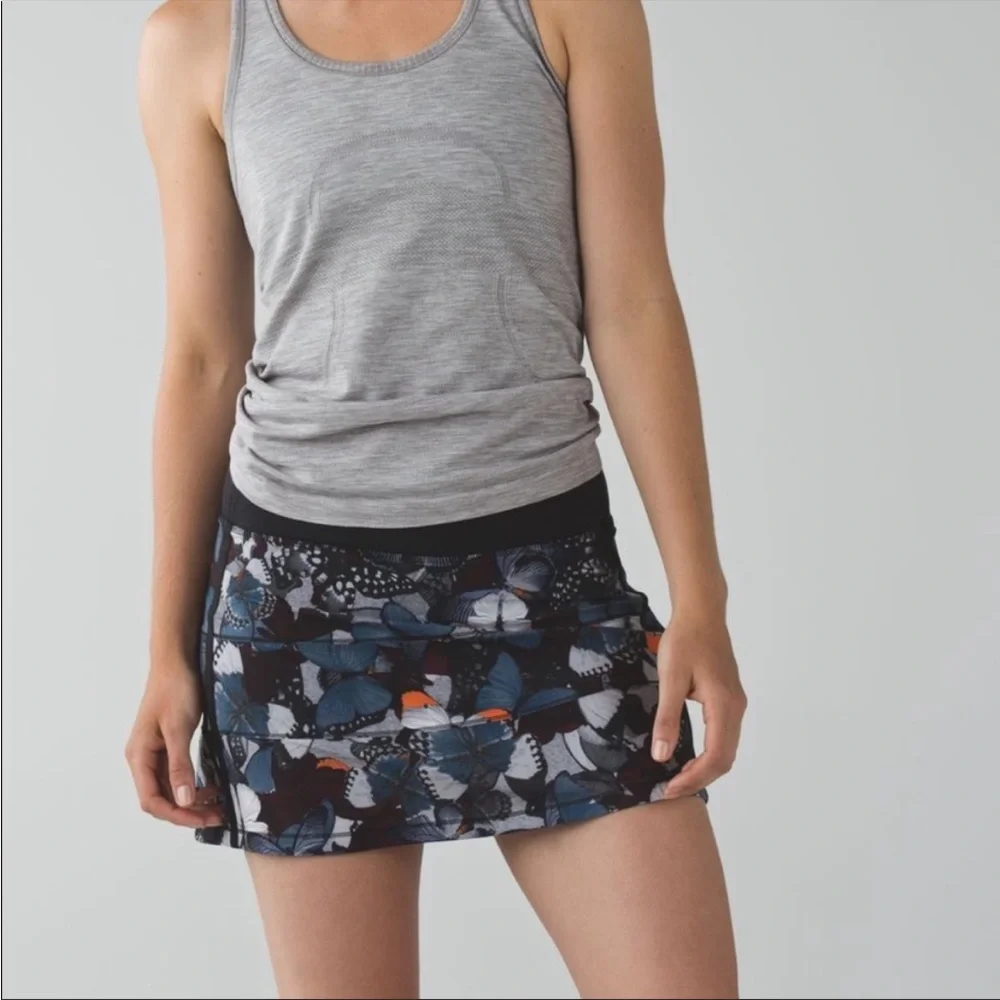 🖤LULULEMON PACE RIVAL SKIRT/SKORT*TALL-BIGGIE SO FLY BUTTERFLY PIZZAZ/BLACK-8🖤 - Picture 5 of 15